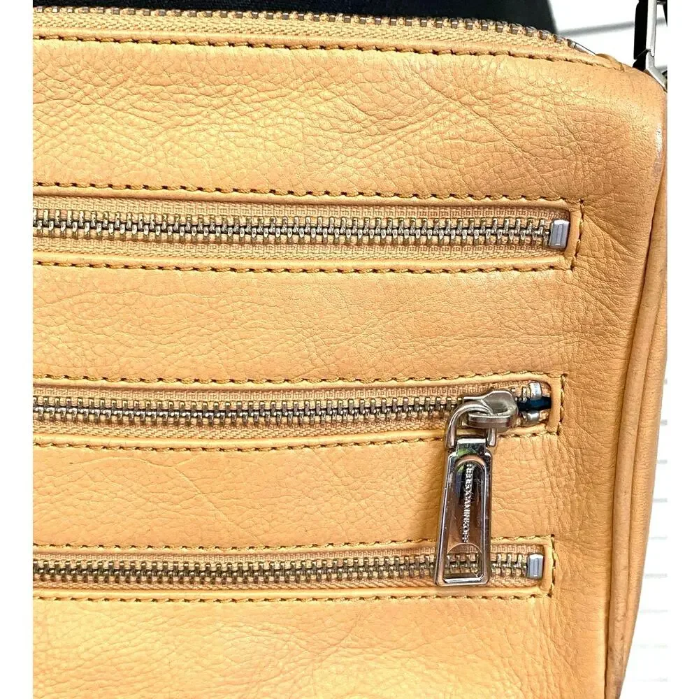 Rebecca Minkoff Chain link Tan Leather Shoulderbag triple zipper front Crossbody